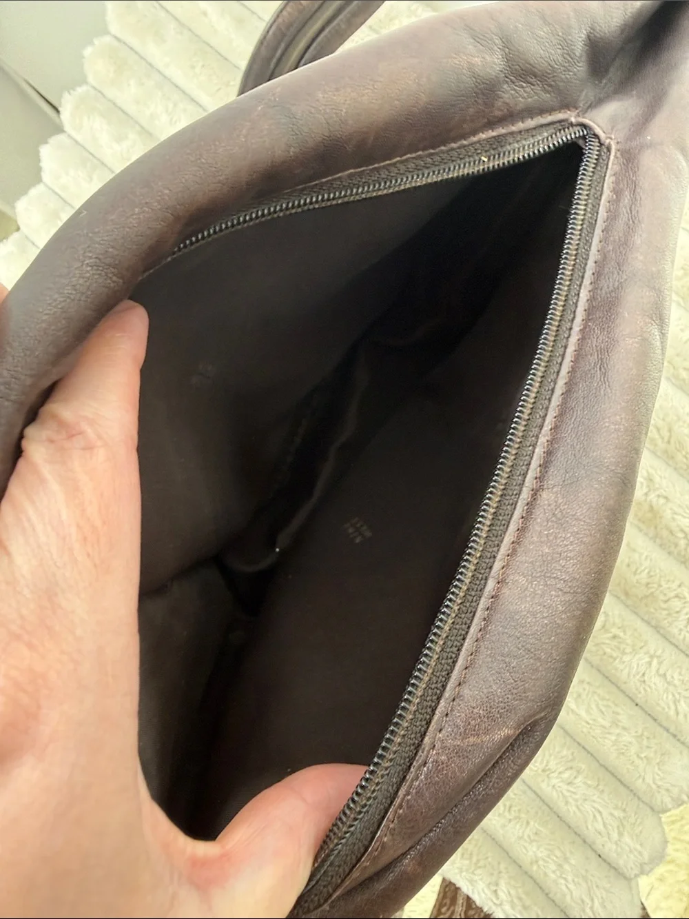 Vintage Nine West Dark Brown Leather Sling Backpack